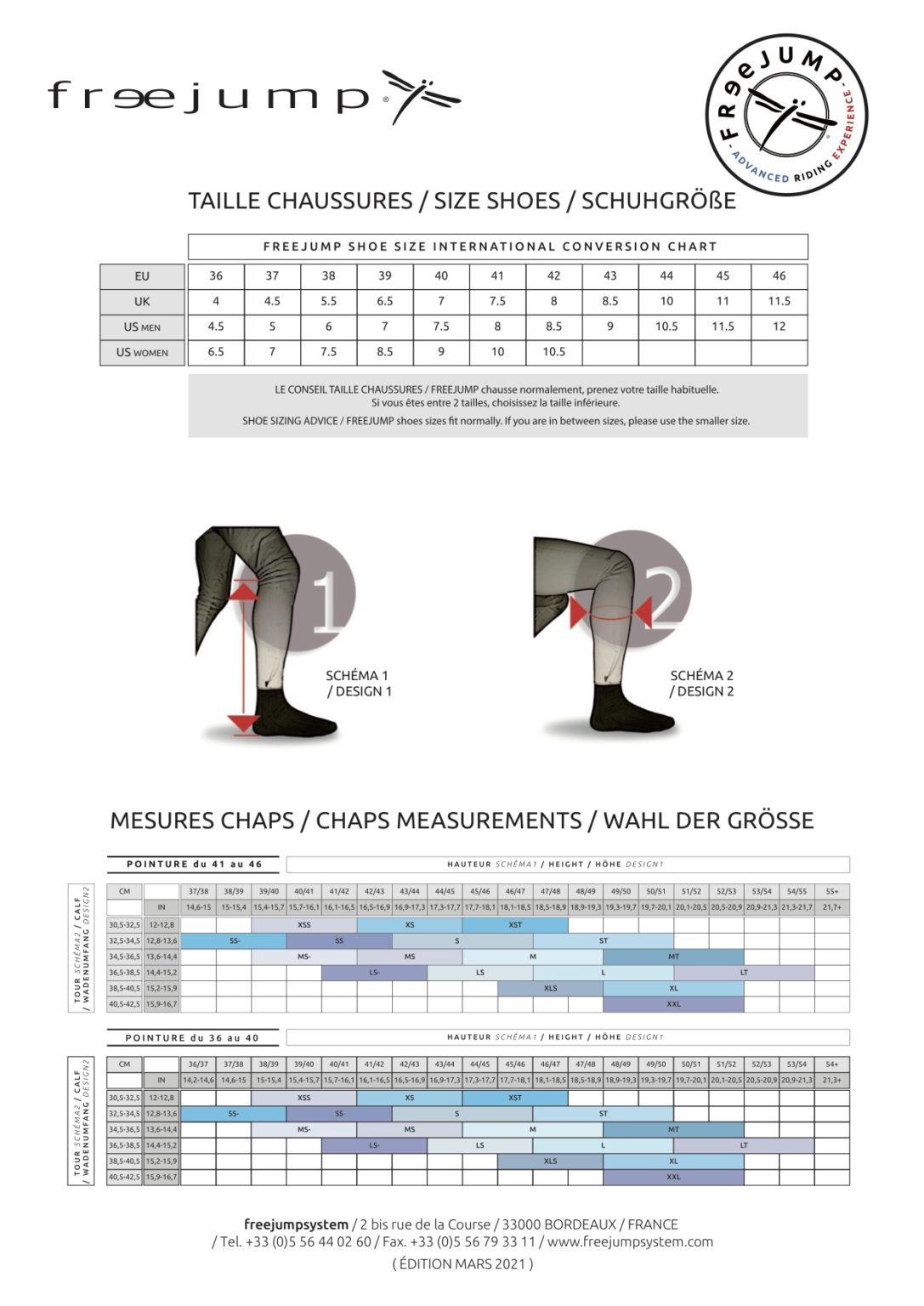 Table of Measurements - FreejumpSystem USA